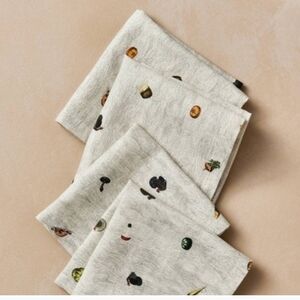 John Derian Cocktail Napkins 🦃🍗🍂 Mushroom Turkey Print